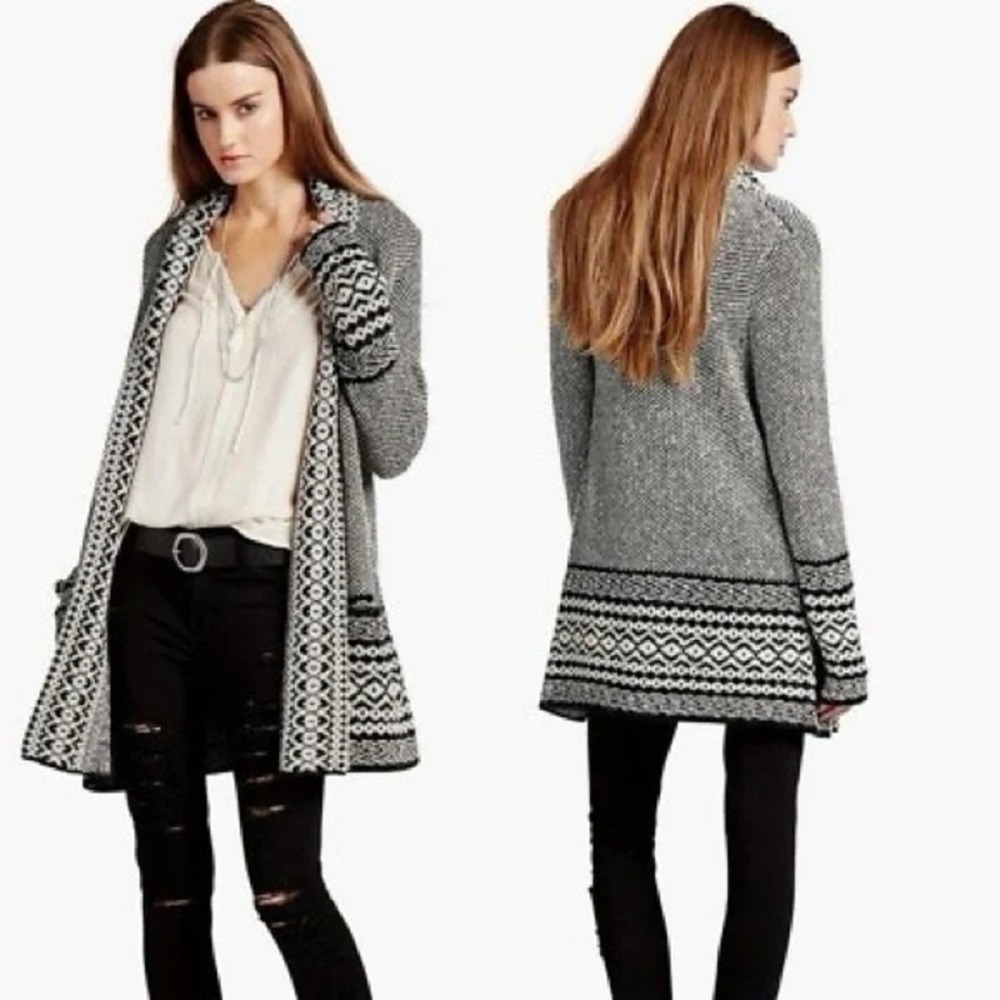 Lucky Brand Cardigan Womens S Aztec Geometric Shawl Sweater Southwestern Boho